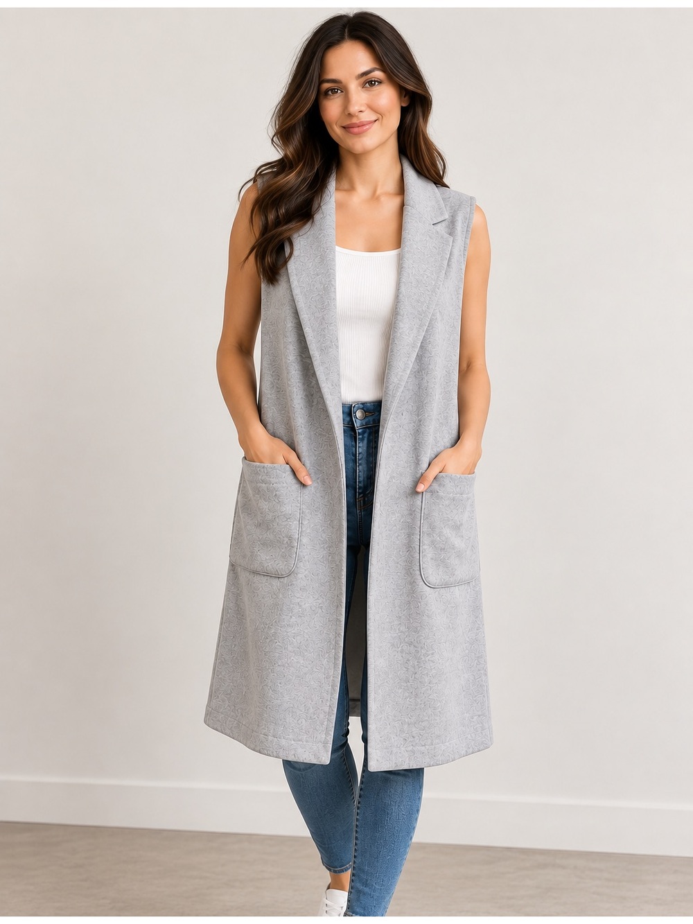 JOIE GRAY LONG SLEEVELESS VEST size S
